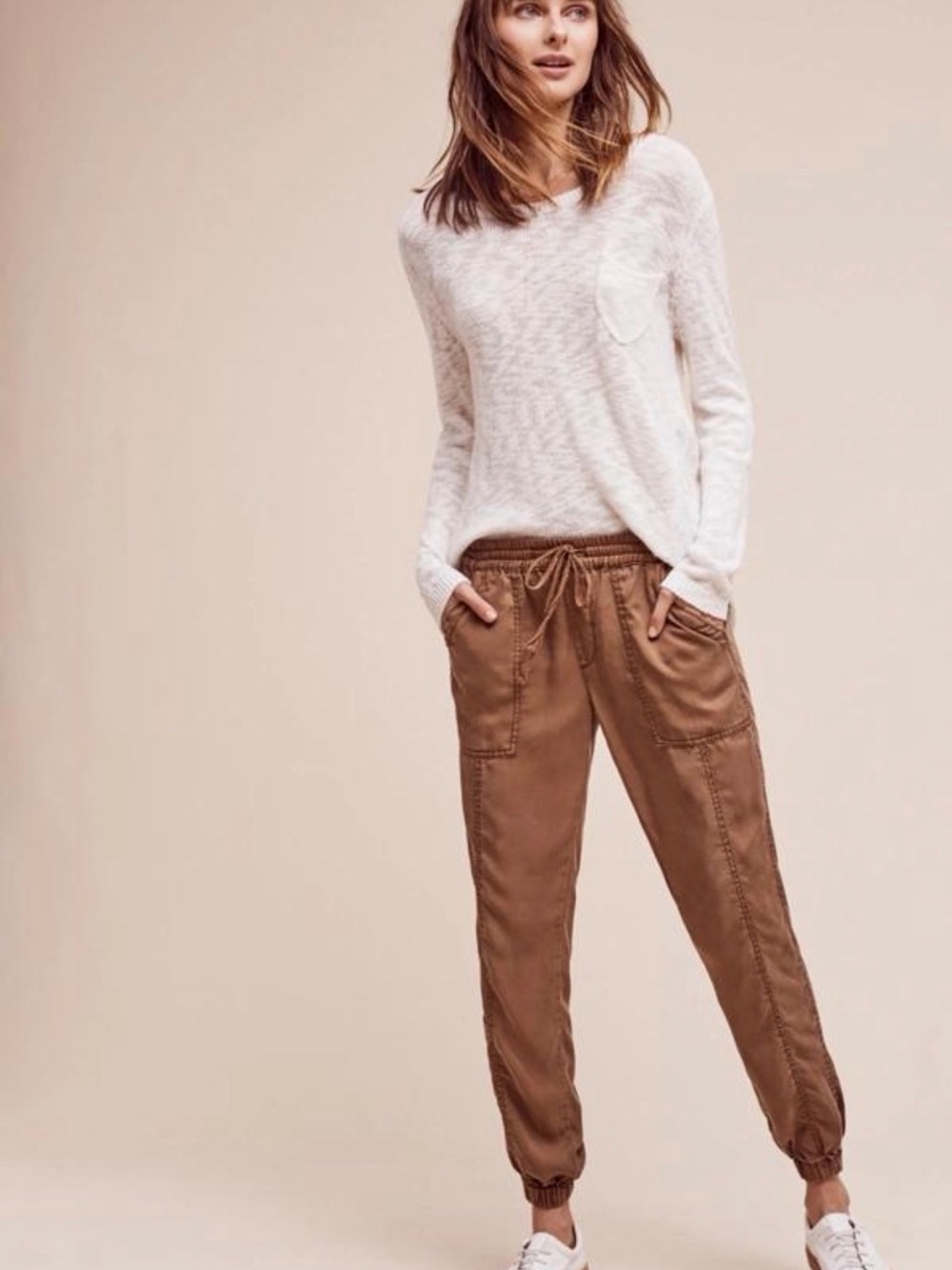 Anthropologie Hei Hei Washed Taupe Utility Jogger Pants Size M